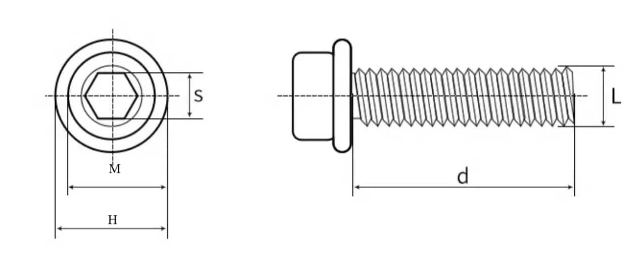 Hex Flange Bolts Drawing