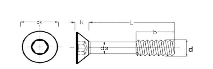 Socket Hex Countersunk Captive Screws drawing