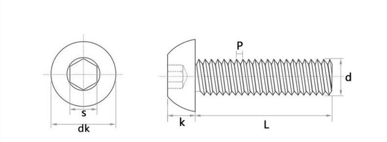 Titanium Socket Button Screws Drawing