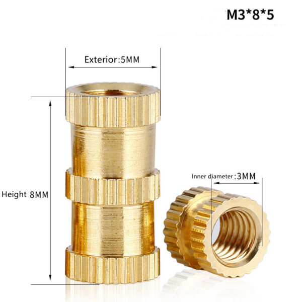 Knurled Insert Brass Nuts for Plastic Injection Moulding Through Hole Threaded