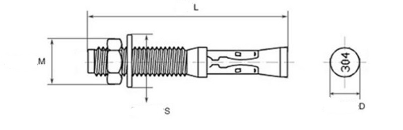 Wedge Anchor Bolts is primarily used for heavy-duty equipment, such as pipe rack hangers, seismic support brackets, glass curtain walls, elevator brackets, shelves, railings, and steel structures.Its design includes an expanding wedge that is inserted into a pre-drilled hole in concrete. By using a hammer or impact drill to drive the wedge anchor into the hole, and then tightening the screw to generate pulling force, the expanding wedge/conical compression clip expands to create friction, securing the anchor in place. <strong>Finish:</strong>As finished <strong>Material：</strong>Stainless Steel 304 <strong>Standard:</strong>DIN <strong>Size:</strong>M6-M24 <strong>Sample:</strong>Free