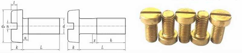 Brass Slotted Cylinder Head Screws drawing