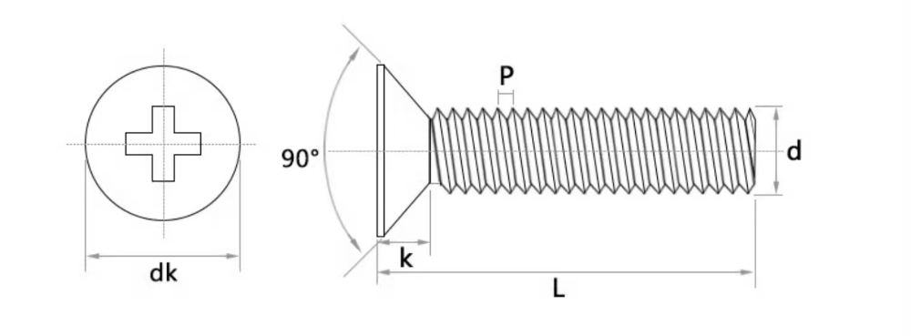 Brass Slotted Screws drawing