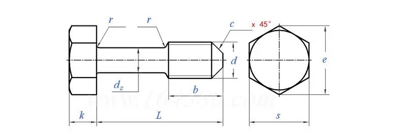 Hex Head Captive Screws Drawing