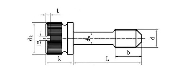 Slotted Flat Head Knurled Thumb Screws Drawing