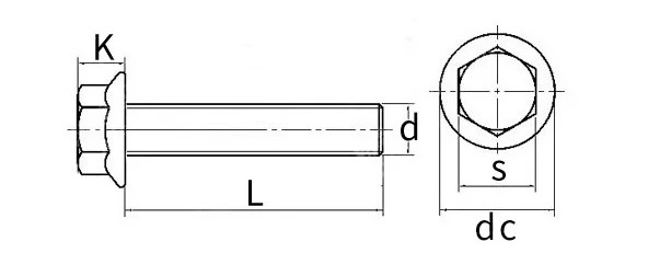 Stainless Steel Hex Flange bolt Drawing