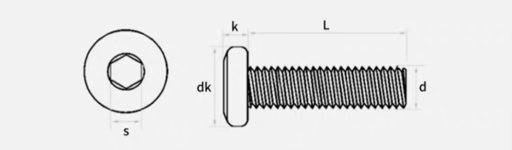 Button Head Socket Screws Drawing