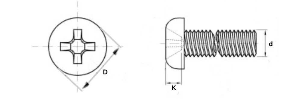 Titanium Philips Button Screws Drawing