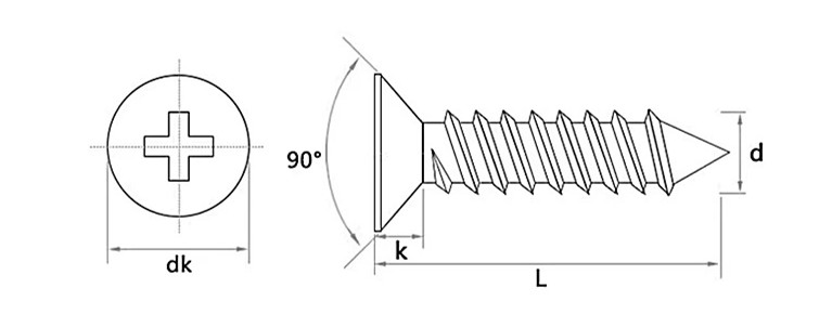 Titanium Self Tapping Wood Screws Drawing - FastenMetal LTD