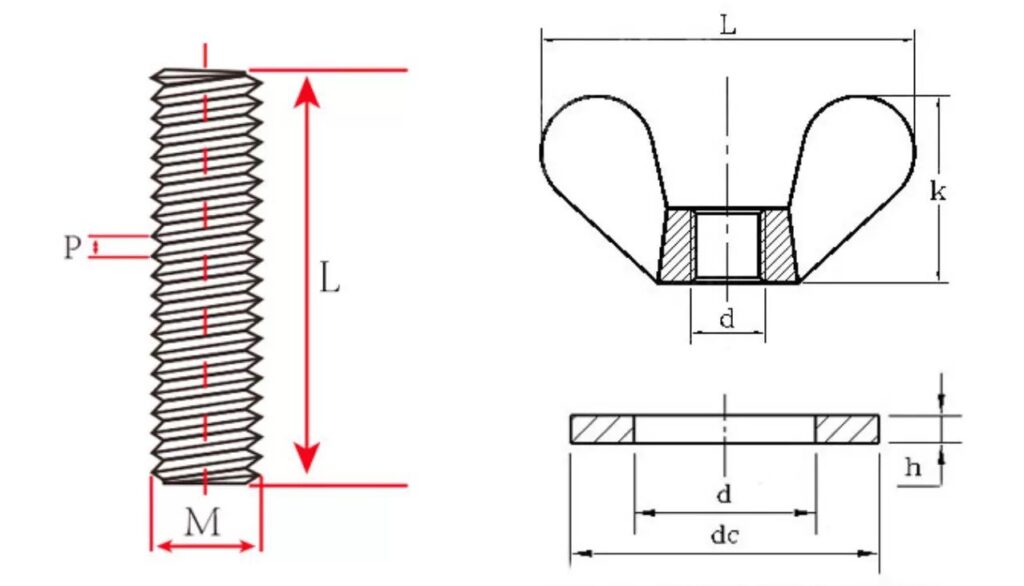 Wall-Penetrating Bolts and Wing Nuts drawing